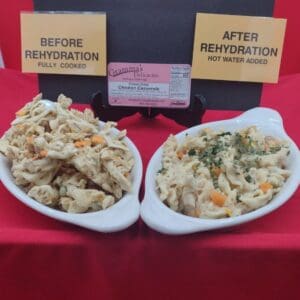 Package of Gramma's Delicacies Freeze Dried Chicken Casserole