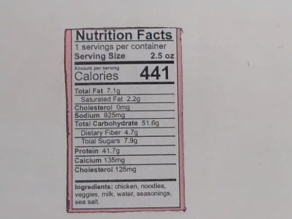 Freeze Dried Chicken Casserole Nutrition Facts