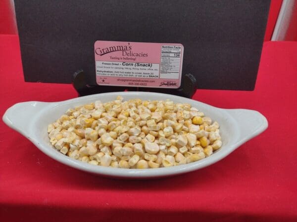 Package of Gramma's Delicacies Freeze Dried Corn Kernels