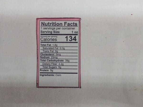 Freeze Dried Corn Kernels Nutrition Facts