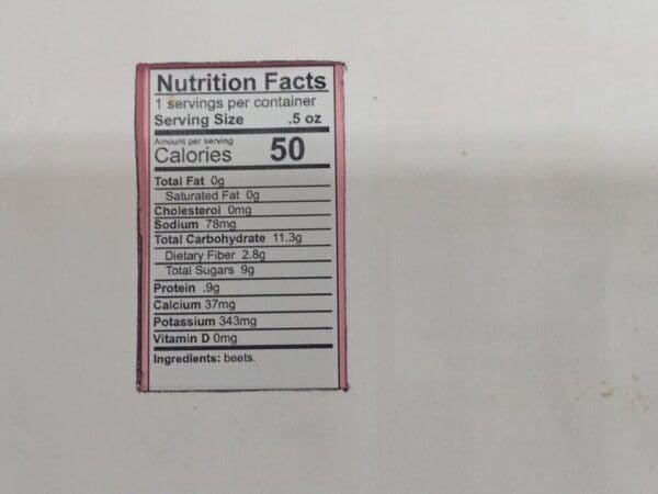 Freeze Dried Gramma’s Beet Chips (Seasonal) Nutrition Facts