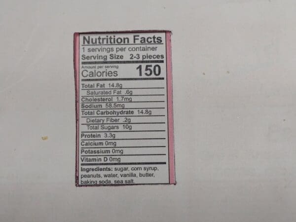 Gramma's Delicacies Freeze Dried Peanut Brittle Nutrition Facts
