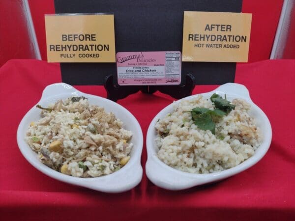 Package of Gramma's Delicacies Freeze Dried Rice and Chicken (Gluten Free)