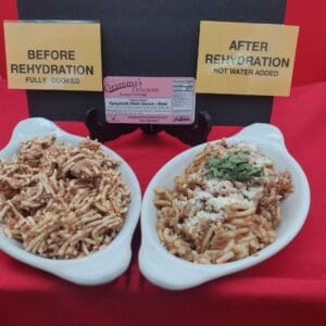 Package of Gramma's Delicacies Freeze Dried Spaghetti and Meat Sauce