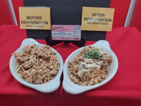 Package of Gramma's Delicacies Freeze Dried Spaghetti and Meat Sauce