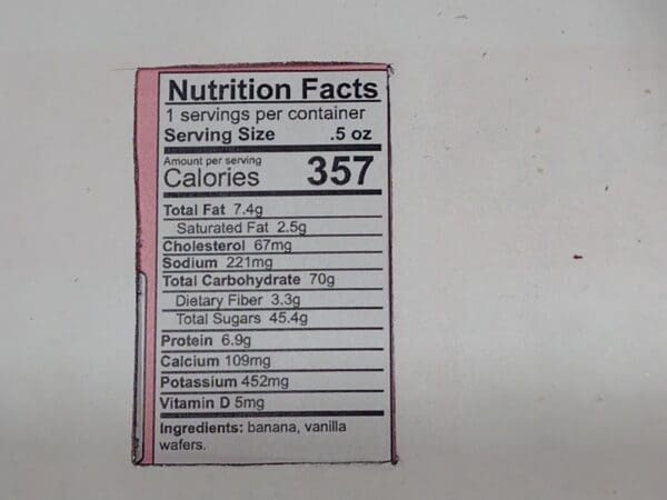 Gramma's Delicacies Vanilla Banana Chips Nutrition Facts